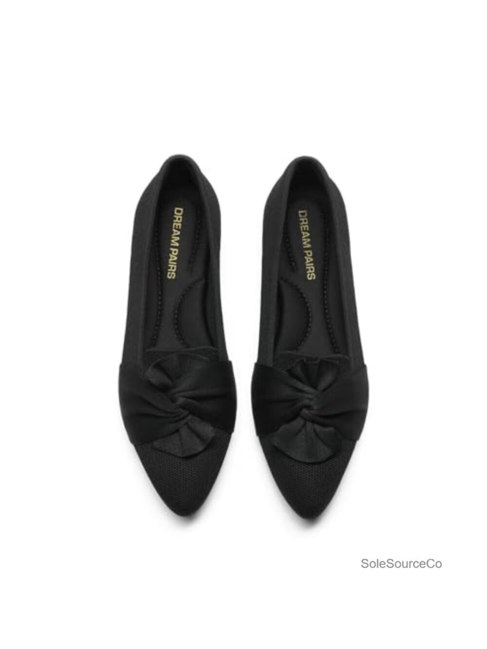 Womens Ballet Flats Pointed Toe Bow Knit Foldable Travel Shoes